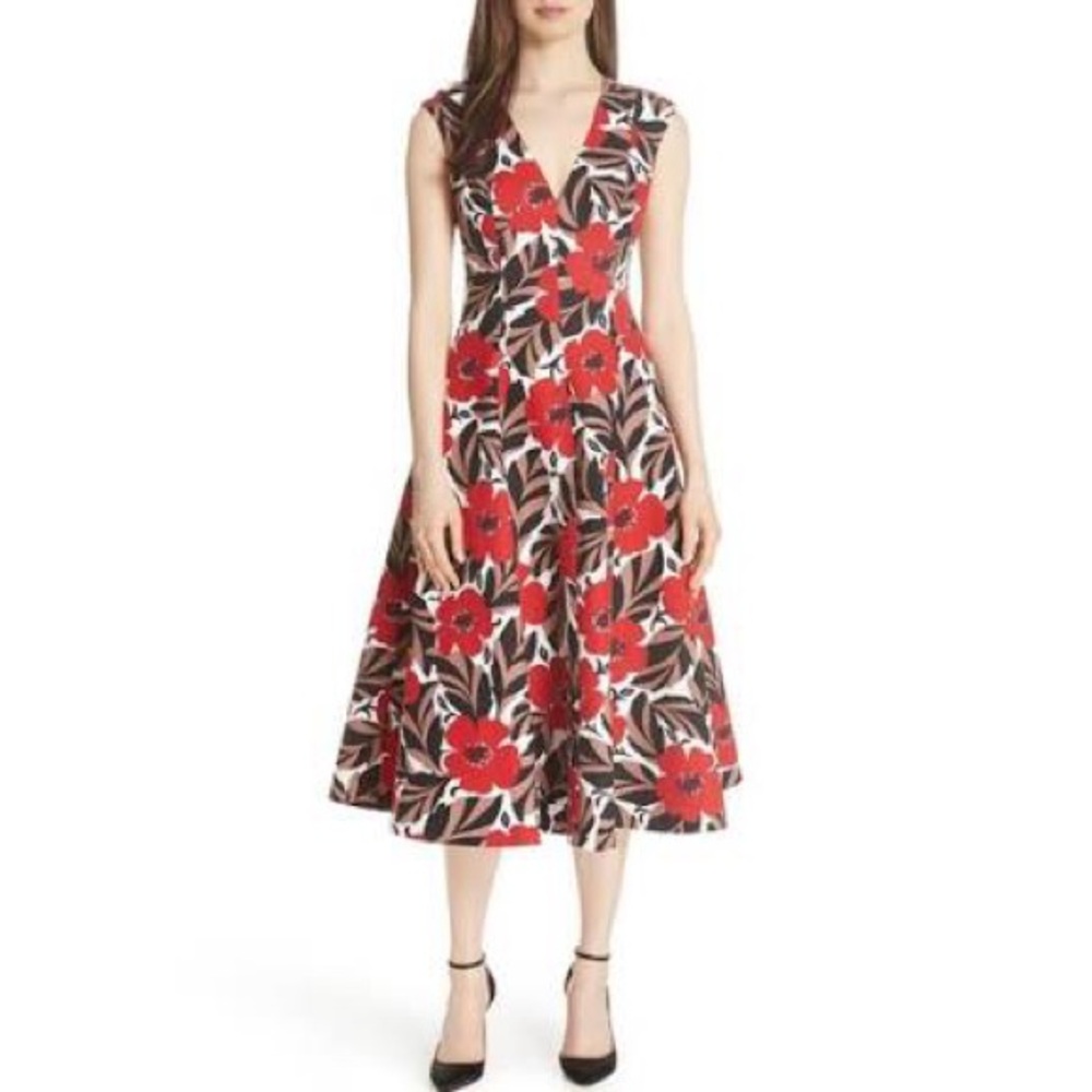 Kate Spade Desert Muse Poppy Field Structured Midi Dress